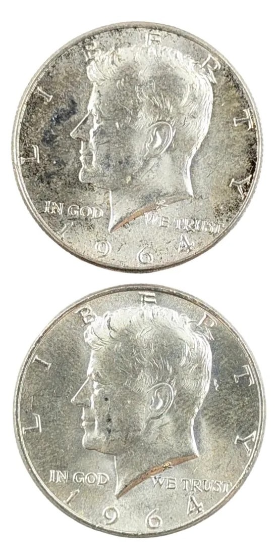 Lot of 2 1964 John F Kennedy Half Dollars (1 of 2)