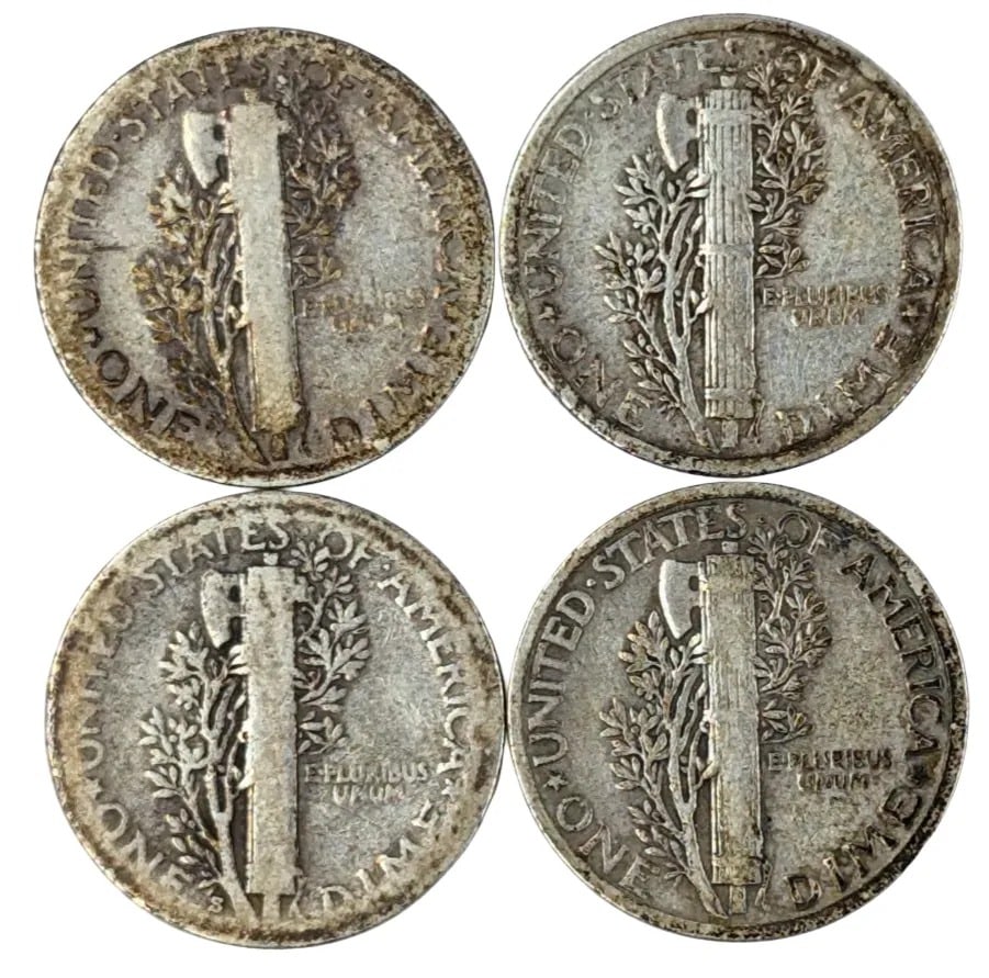 Lot of 4 Silver Mercury Dimes- 1926-1929 - 2