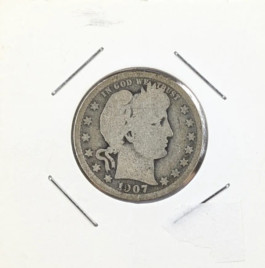 1907 Silver Barber Quarter (1 of 2)