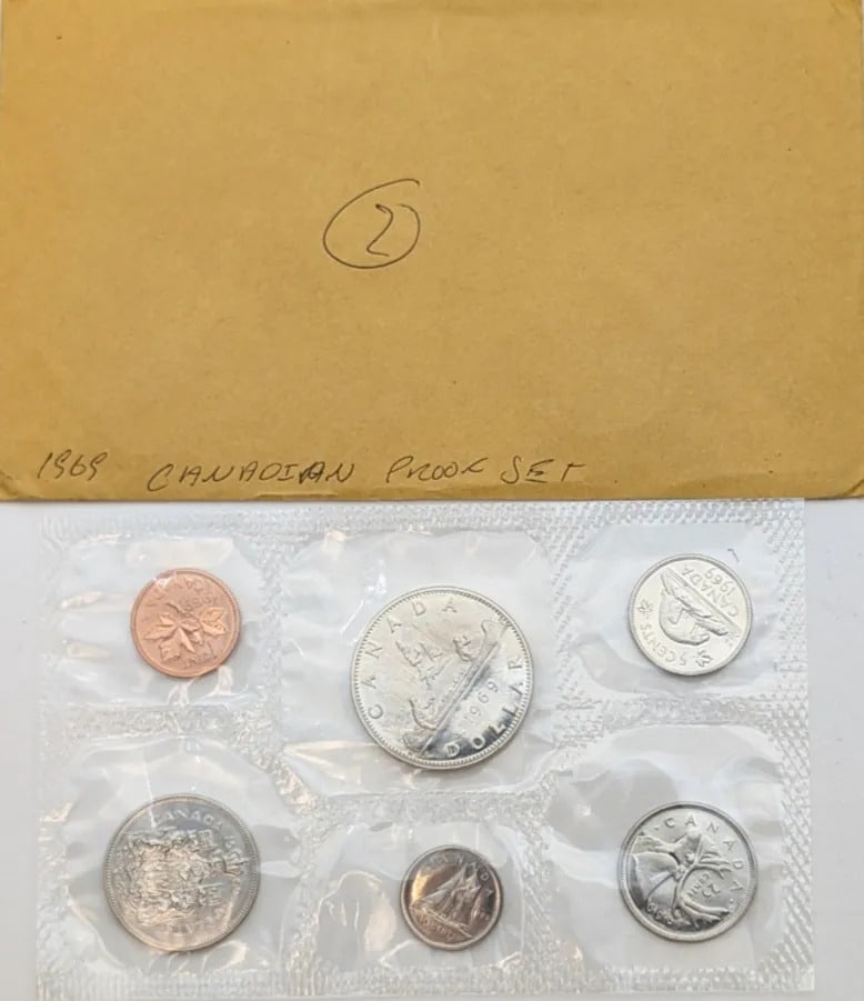 1969 Canadian Proof Set w/ Silver Dollar Coin: _