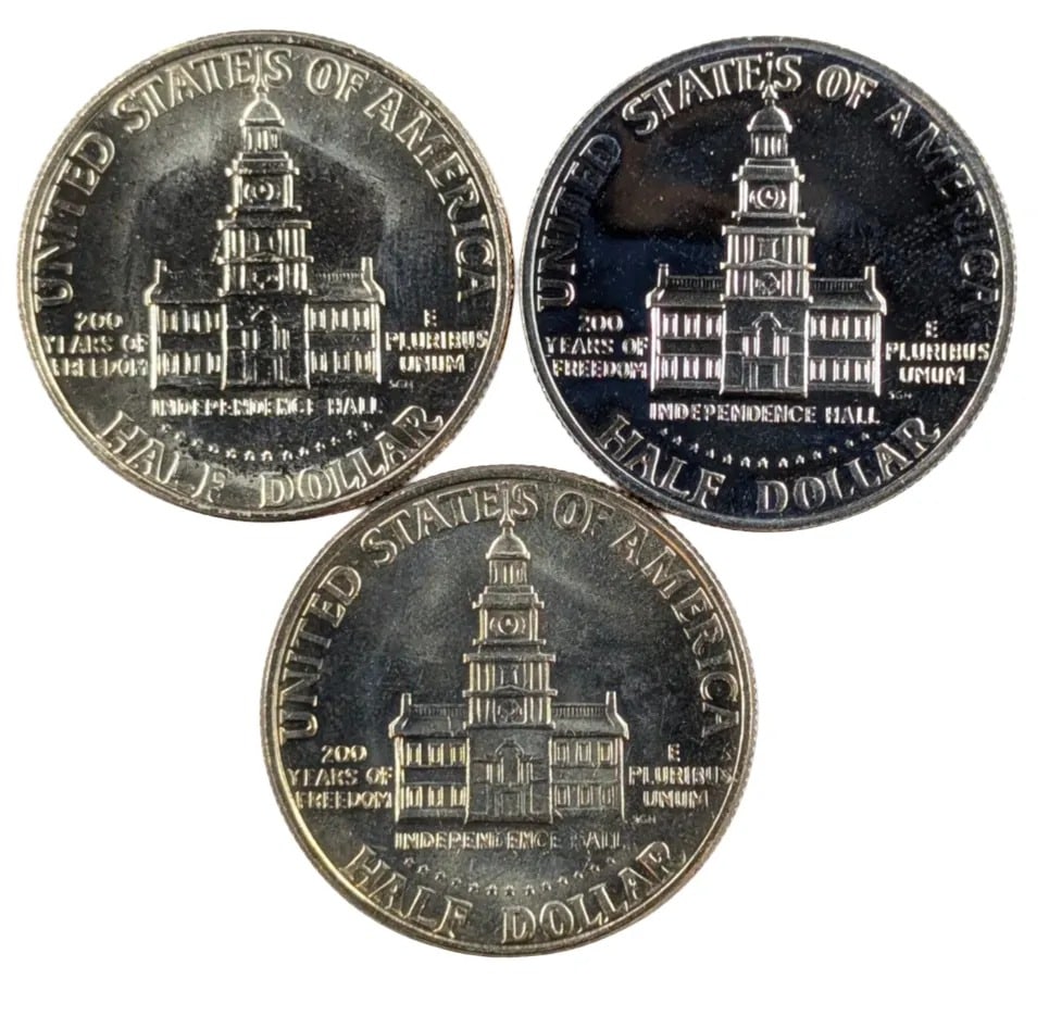 Lot of 3- 1976 D/S/P Bicentennial John F Kennedy Half Dollars - 2
