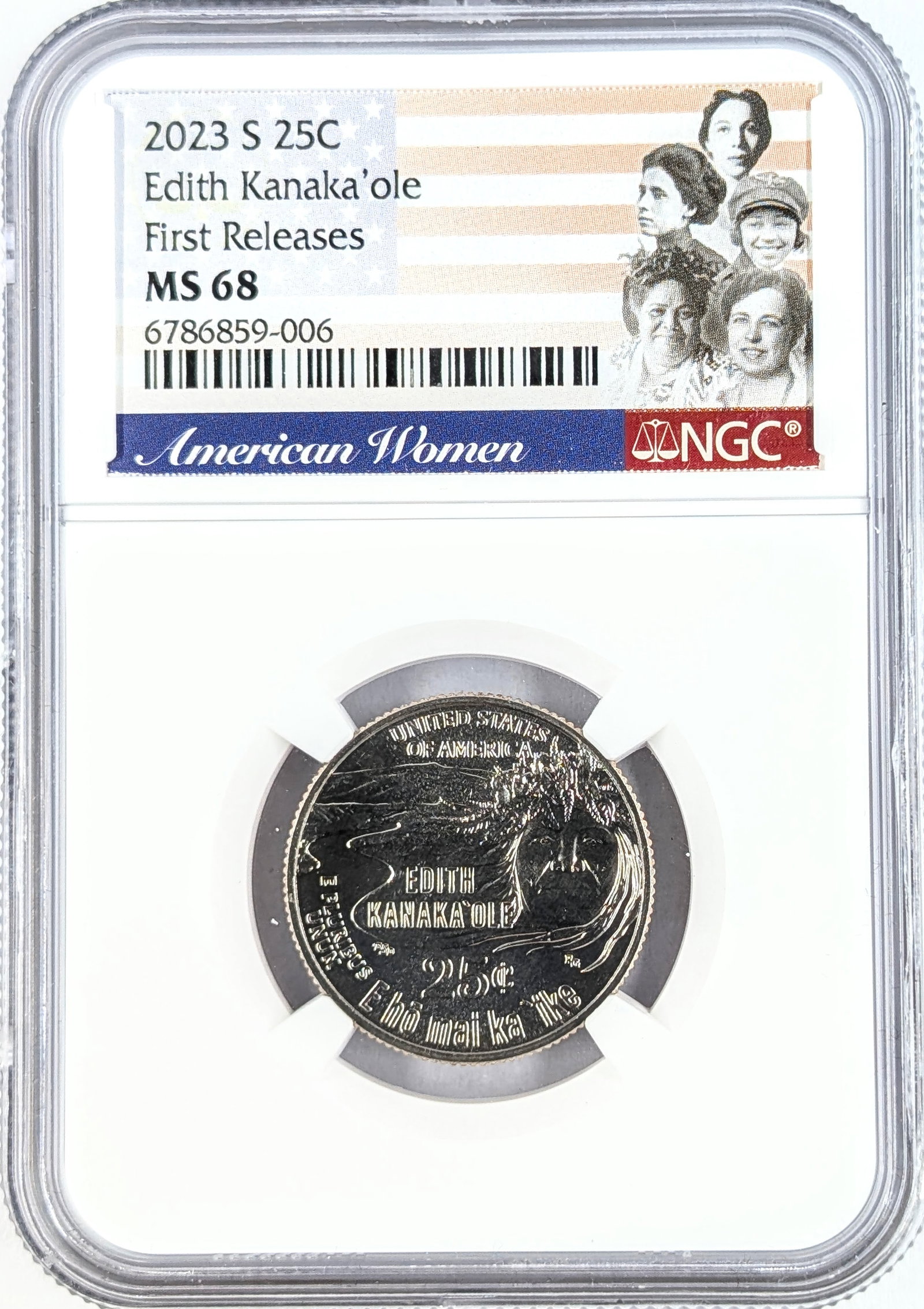 NGC 2023-S MS 68 American Women Quarter- Edith Kanaka'ole: _