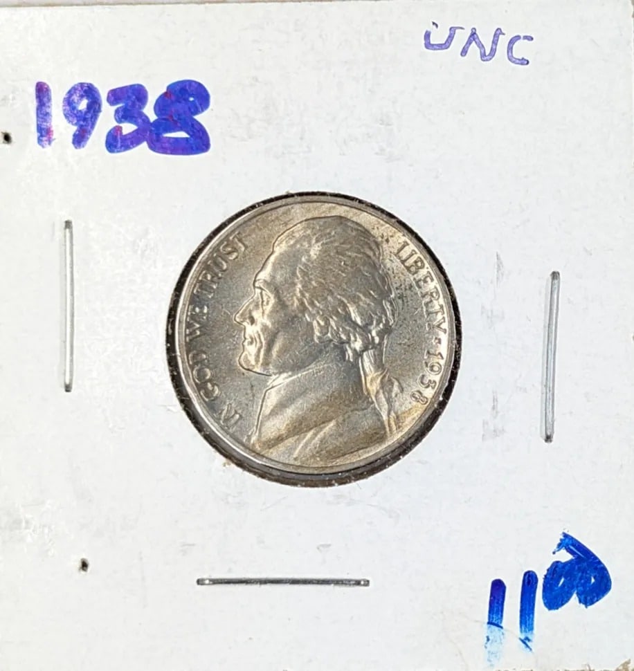 1938 Uncirculated Jefferson Nickel- First Year of Issue: _