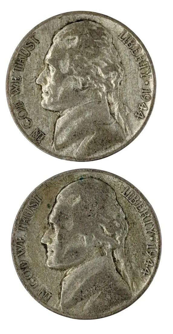 Lot of 2 Silver War Nickels- 1944(2): _