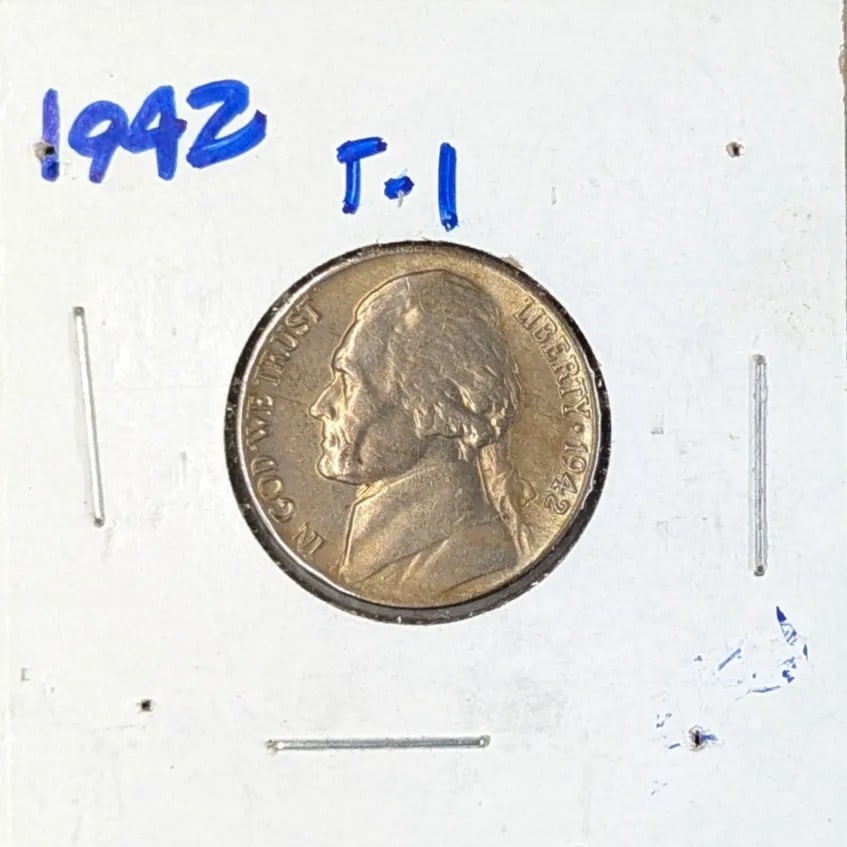 1942 T-1 Jefferson Nickel: _