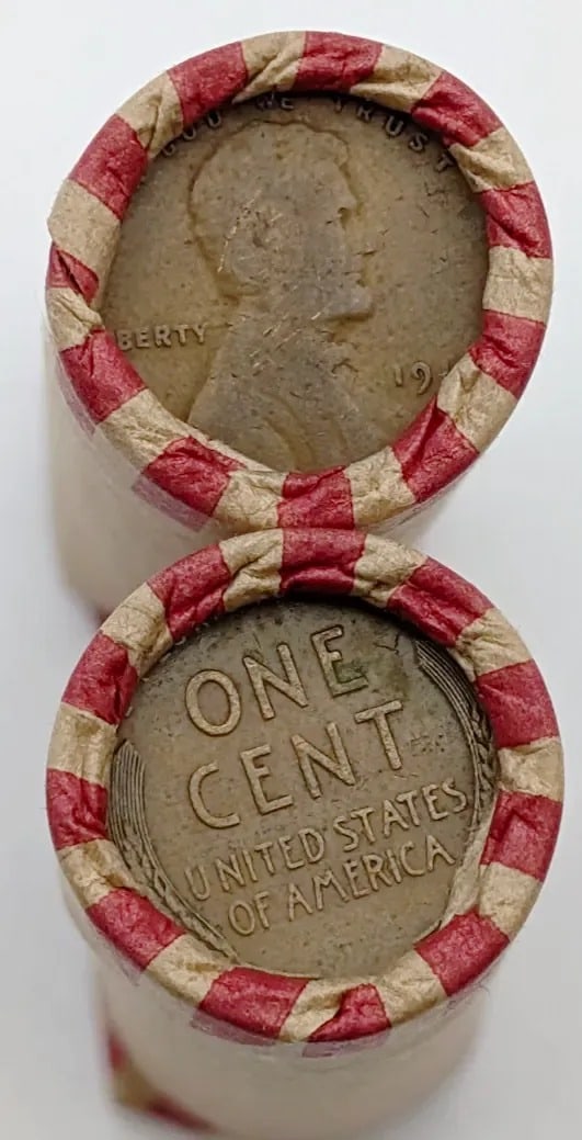 Lot of 2 Mixed Wheat Cent rolls - 2