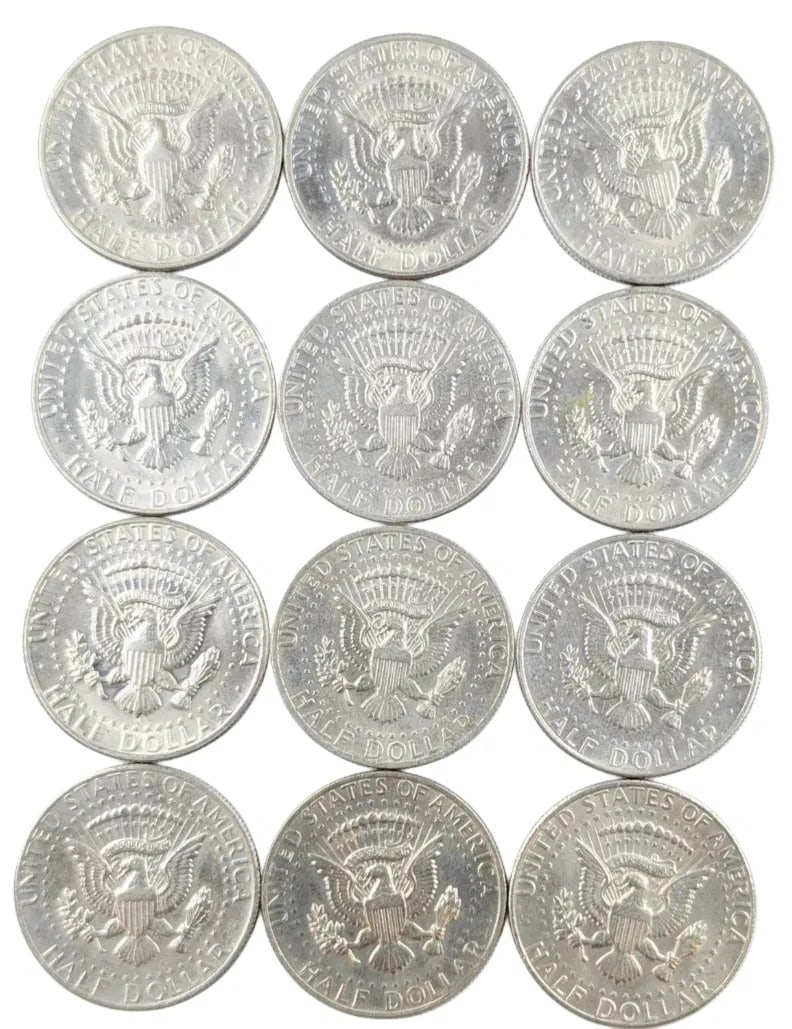 Lot of 12 John F. Kennedy Half Dollars- 1971-1984 - 2