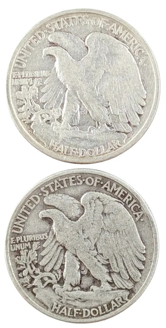 Lot of 2 Silver Walking Liberty Half Dollars - 1946 S/P - 2