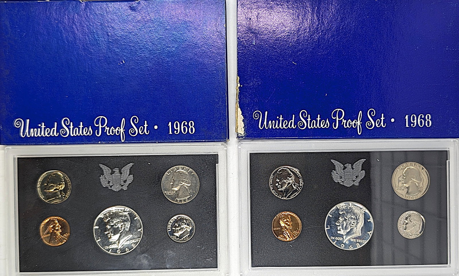 Lot of 2 US Proof Sets w/ Silver JFK Half: _