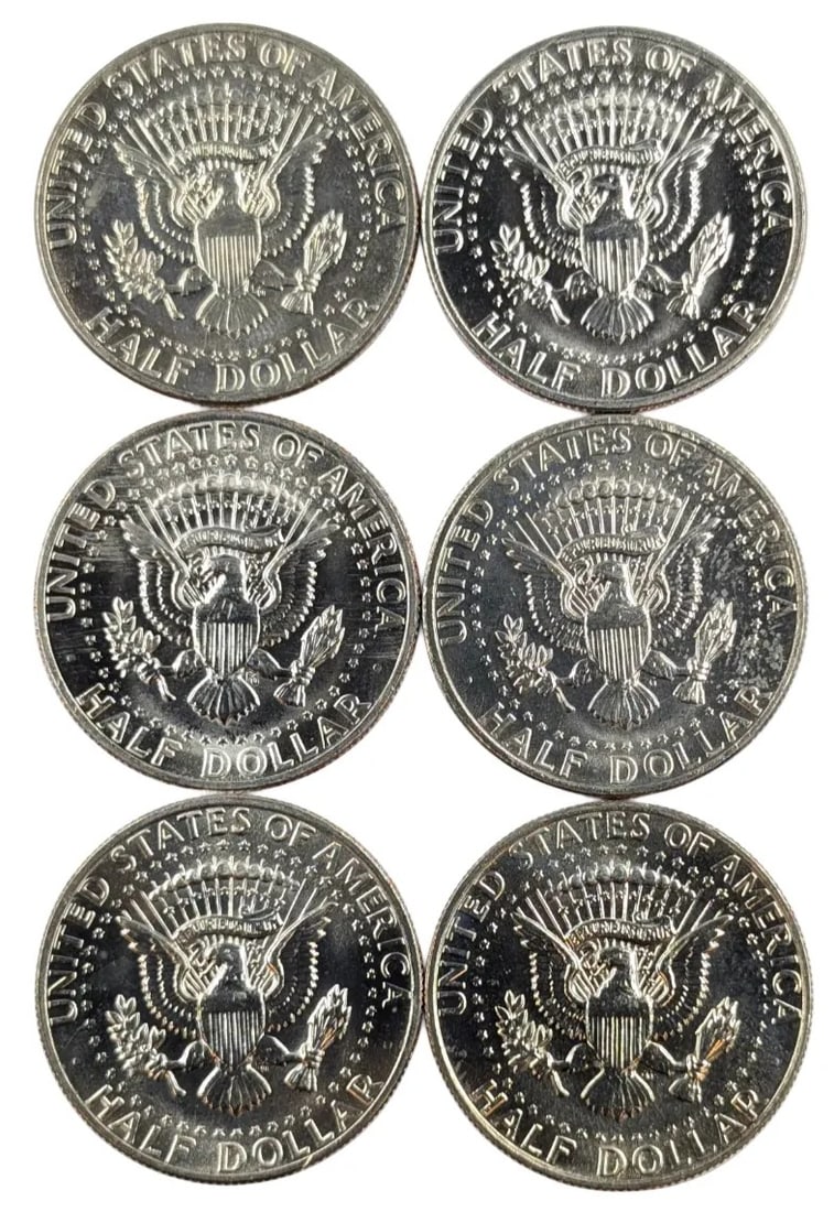 Lot of 6 Uncirculated John F. Kennedy Half Dollars- 1971-1979 - 2