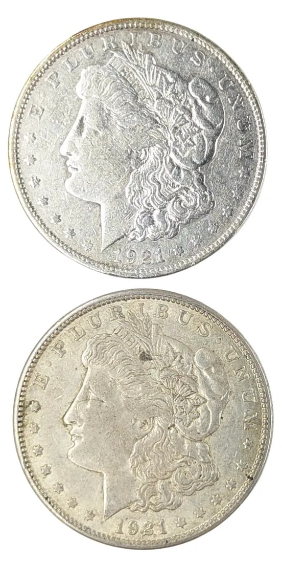 Lot of 2 Morgan Silver Dollars - 1921 Mirco S/D: _