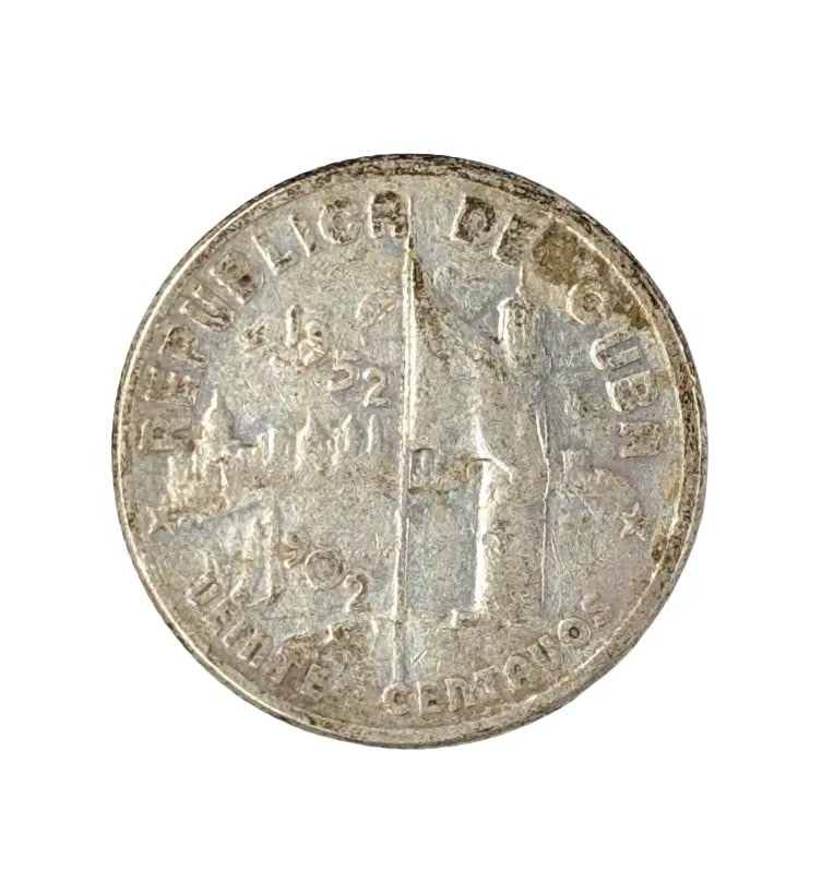 1952 Silver Cuban 20 Centavos: 90% Silver
