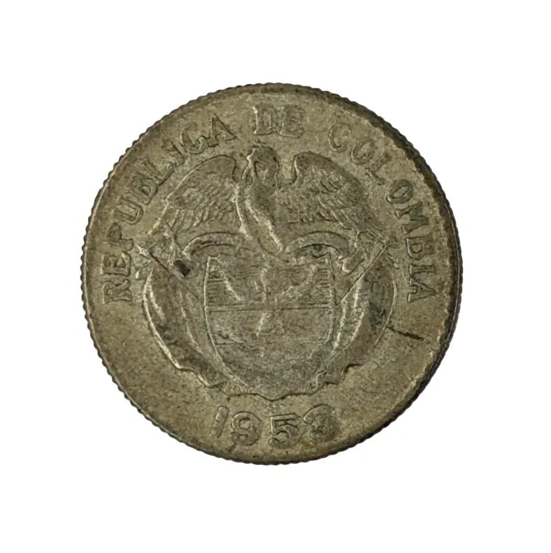 1953 Silver Colombian 20 Centavos - 2