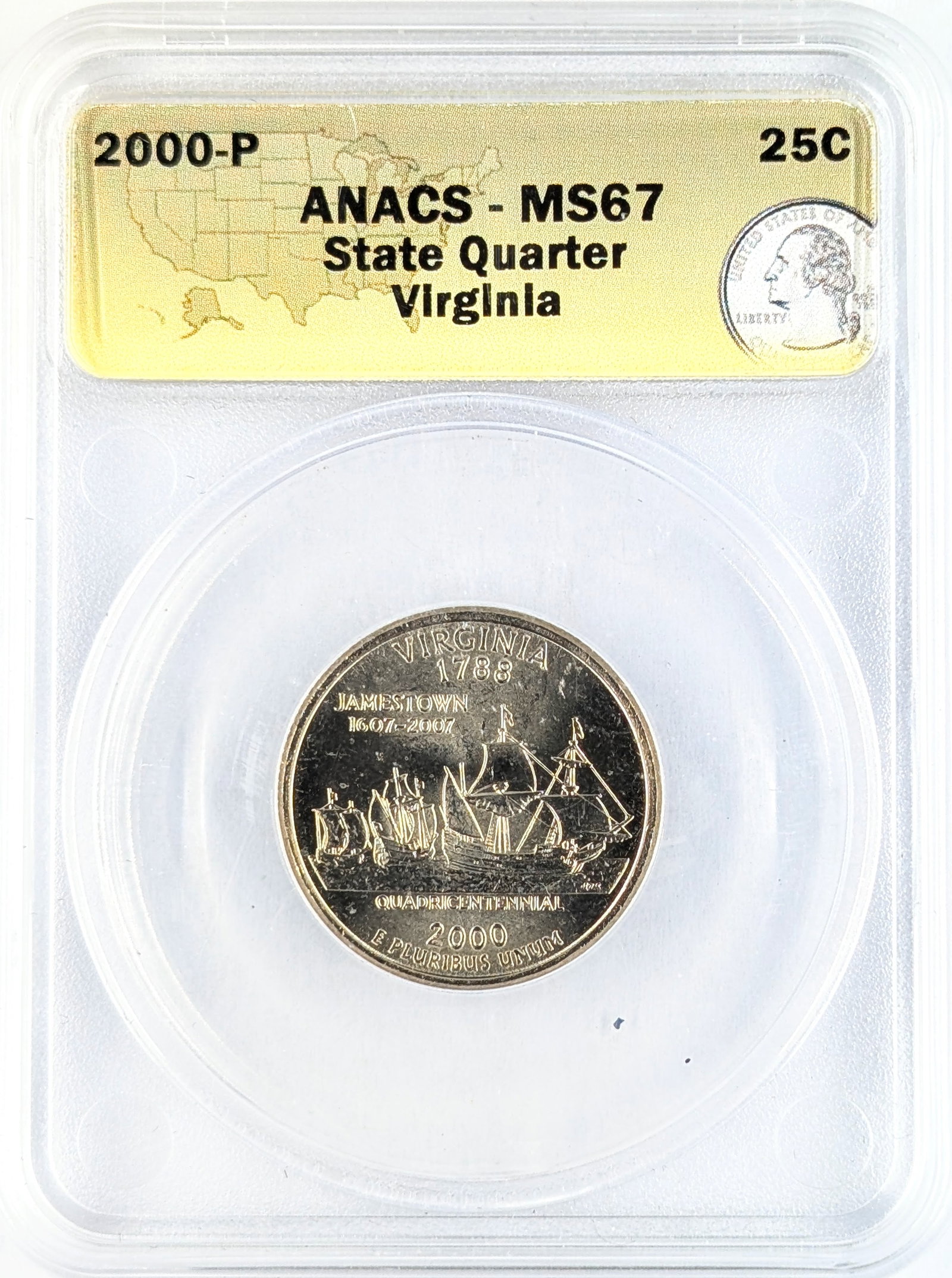 ANACS 2000 MS67 State Washington Quarter- VA: _