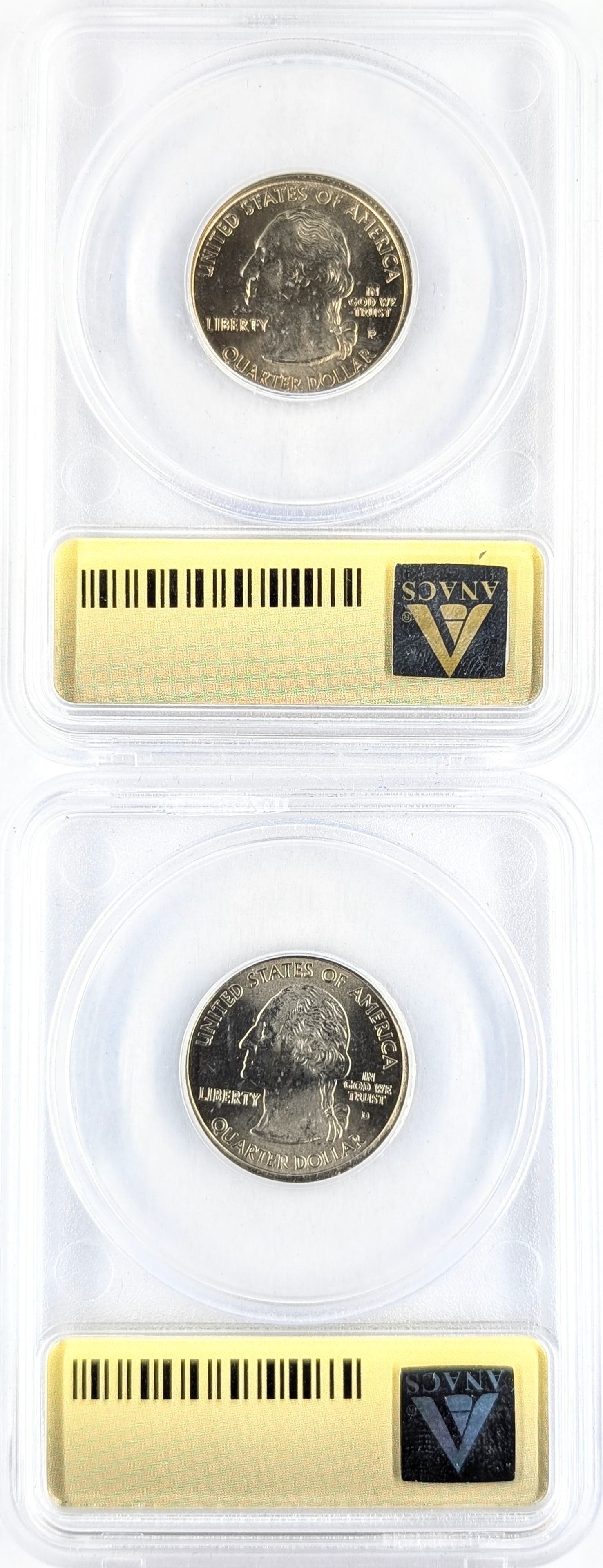 Lot of 2 ANACS MS67 State Washington Quarters- 1999 DE, 2001-D RI - 2
