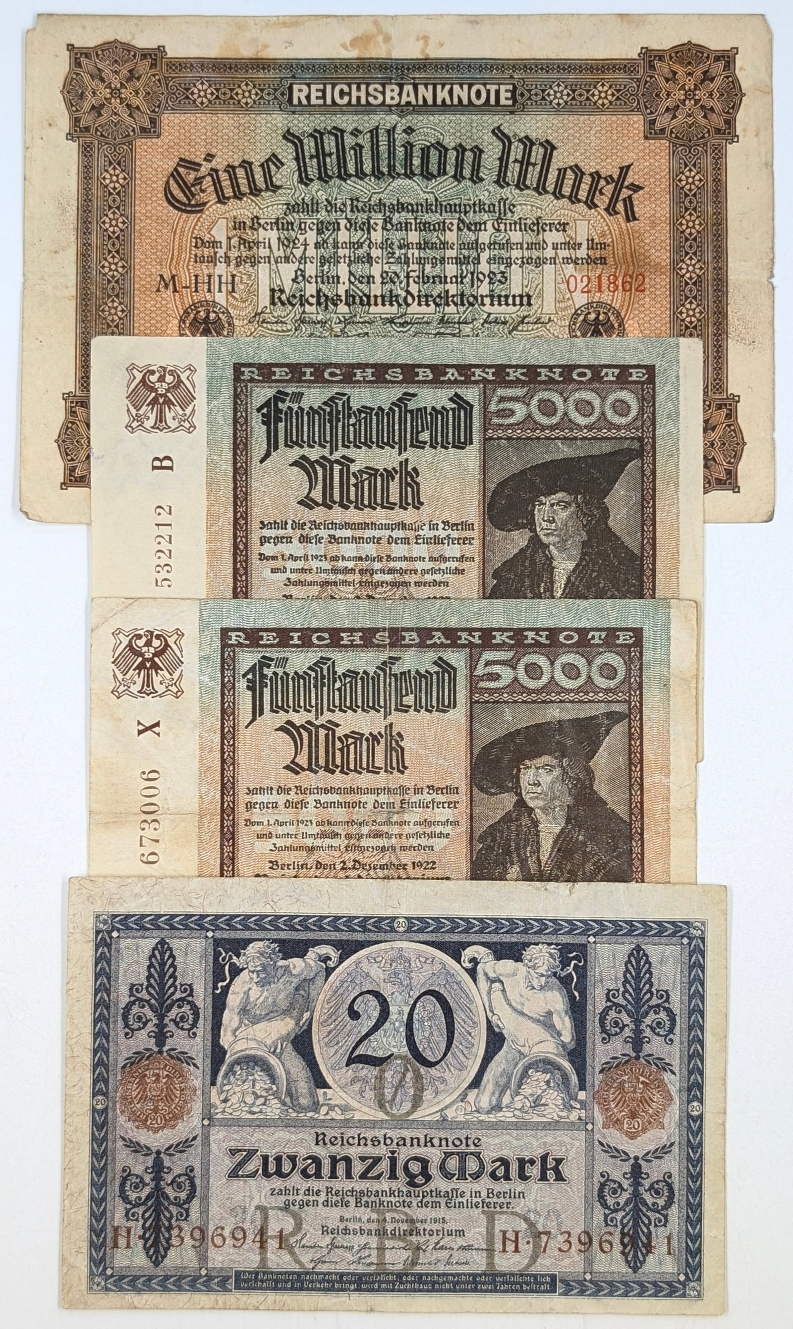 Lot of 4 German Banknotes: _