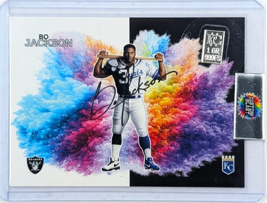 Bo Jackson Color Blast Trading Card w/ 1 Grain .999 Fine Silver: _