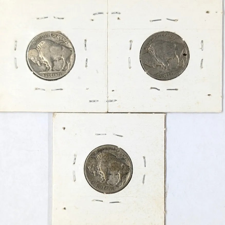 Lot of 3 Buffalo Head Nickels- 1934, 1935, 1936 - 2