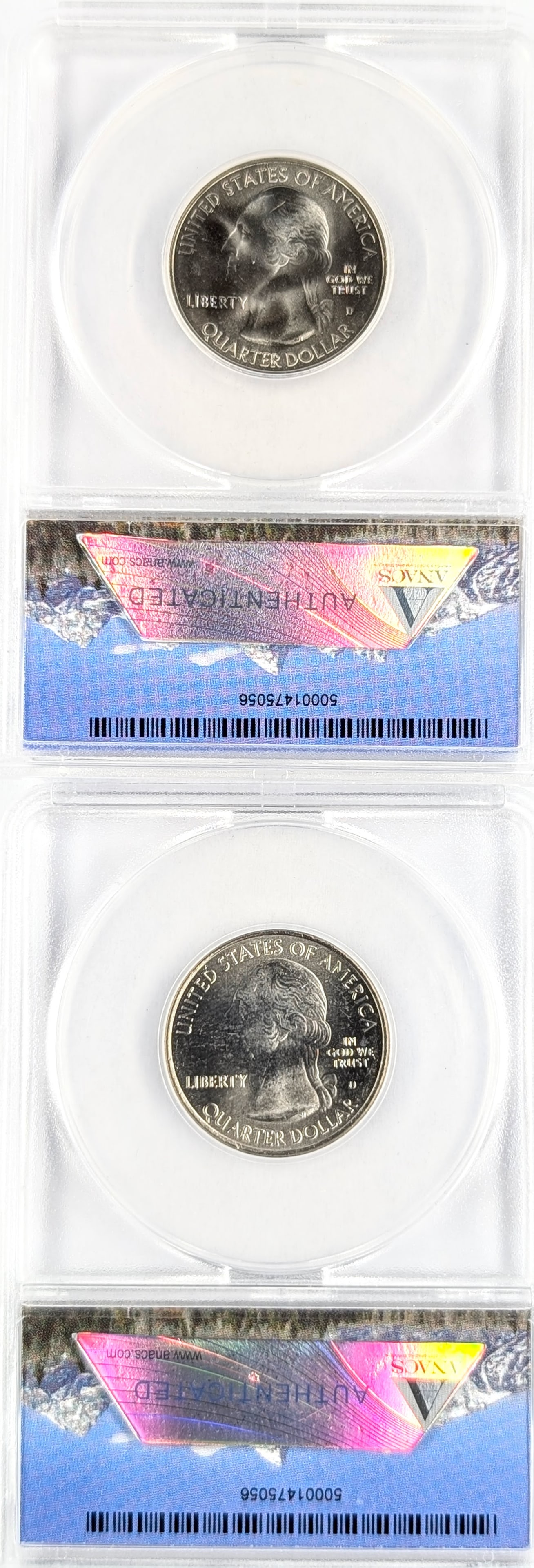 Lot of 2 ANACS 2010-D MS 67 National Parks Washington Quarters - 2
