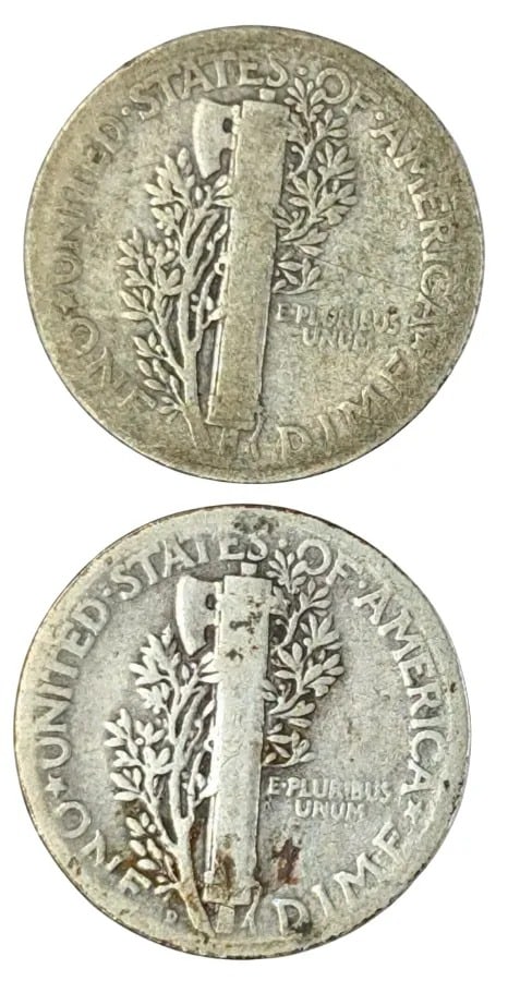 Lot of 2 Silver Mercury Dimes -1926 P/D - 2