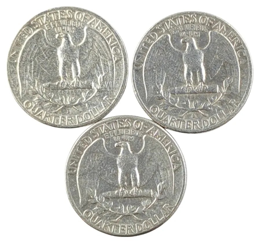 Lot of 3 Silver Washington Quarters - 1960-D, 1961-D, 1962 - 2