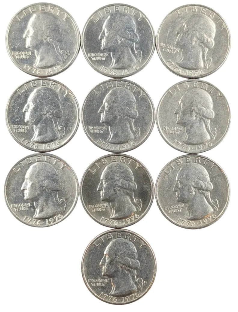 Lot of 10 Bicentennial Washington Quarters: Some Uncirculated