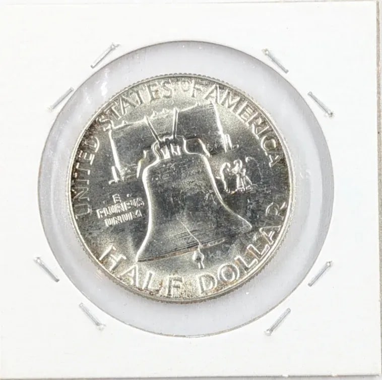 1956 Uncirculated Silver Franklin Half Dollar-Toning on Rim - 2