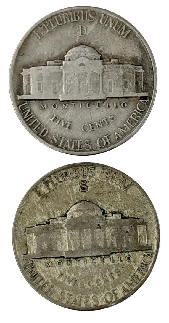 Lot of 2 Silver War Nickels- 1945 D/S - 2