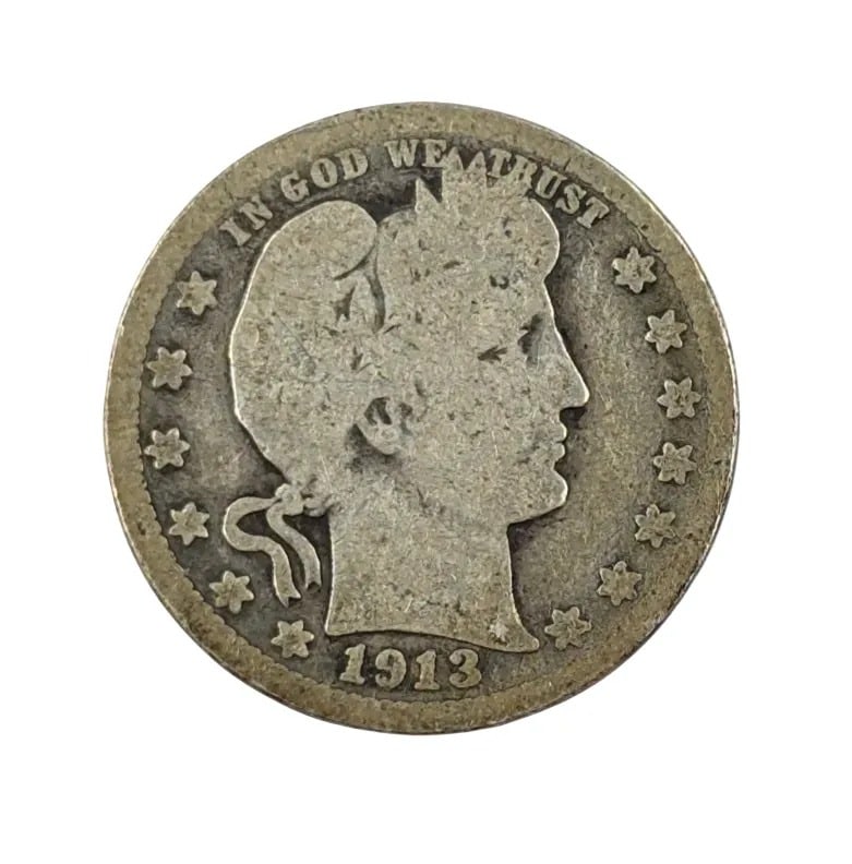 1913 Silver Barber Quarter: _