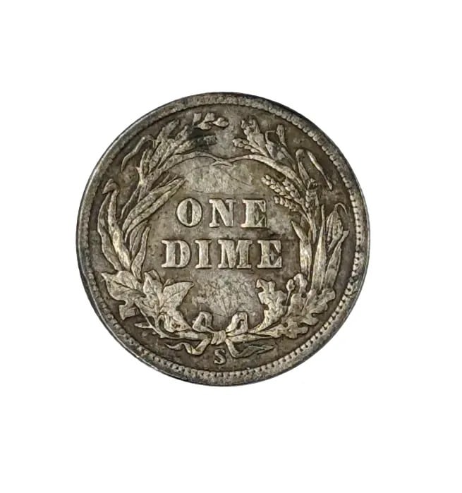 1916-S Silver Barber Dime - 2