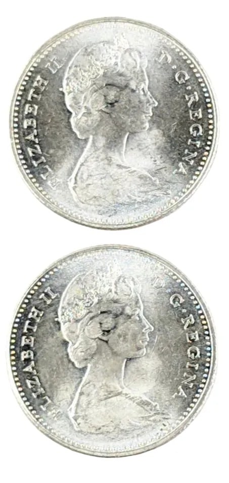 Lot of 2 1966 Uncirculated Silver Canadian Dimes (1 of 2)