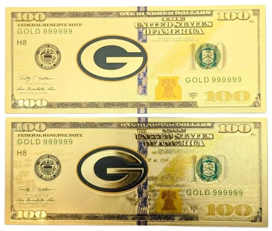 Lot of 2 Gold Foils- Green Bay Packers: _