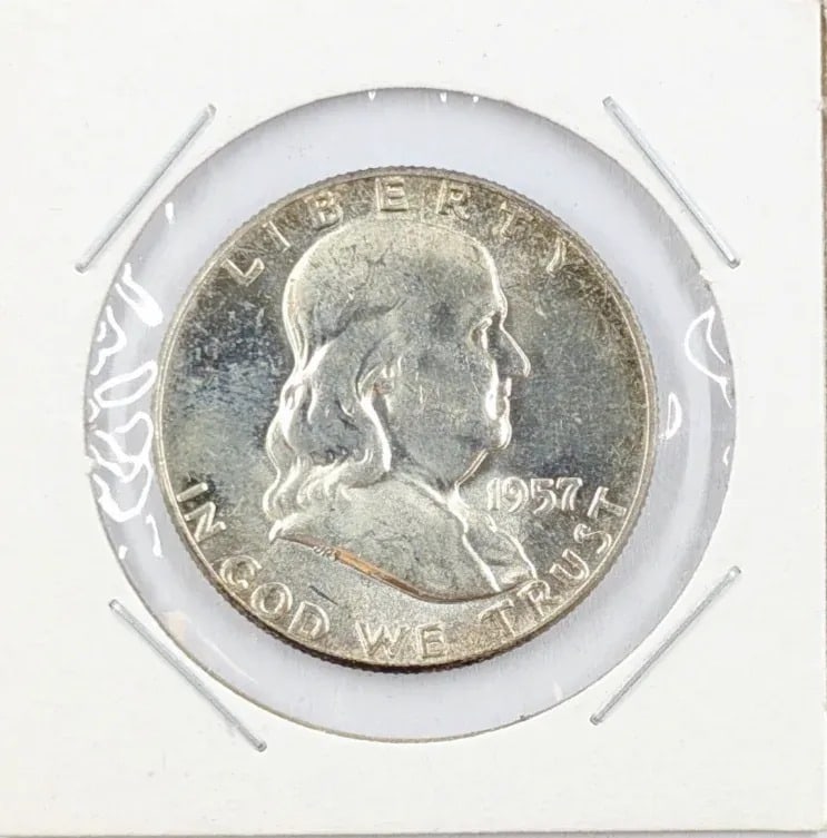 1957 Uncirculated Silver Franklin Half Dollar (1 of 2)