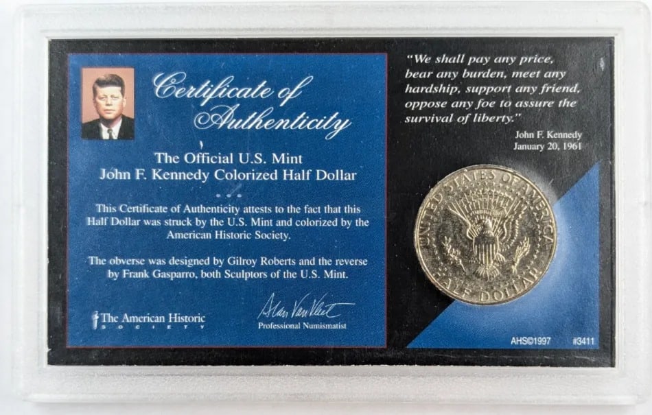 1996 US Mint John F Kennedy Half Dollar In Full Color - 2