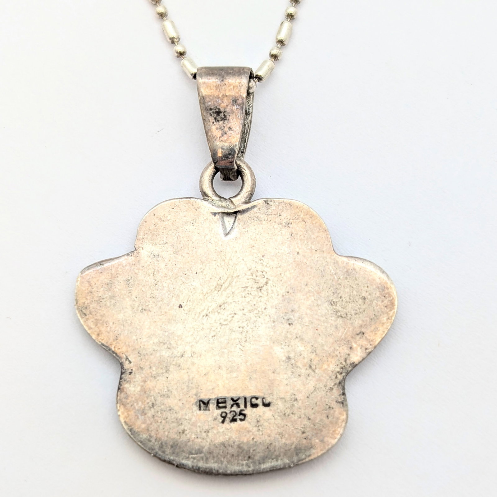 Classic Sterling Silver Necklace w/ Paw Print Pendant- 19.25g - 4