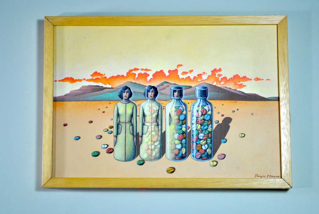 Roger Hane Oil on Canvas 'Addiction': 11" x 16" oil on canvas 'Addiction' signed Roger Hane