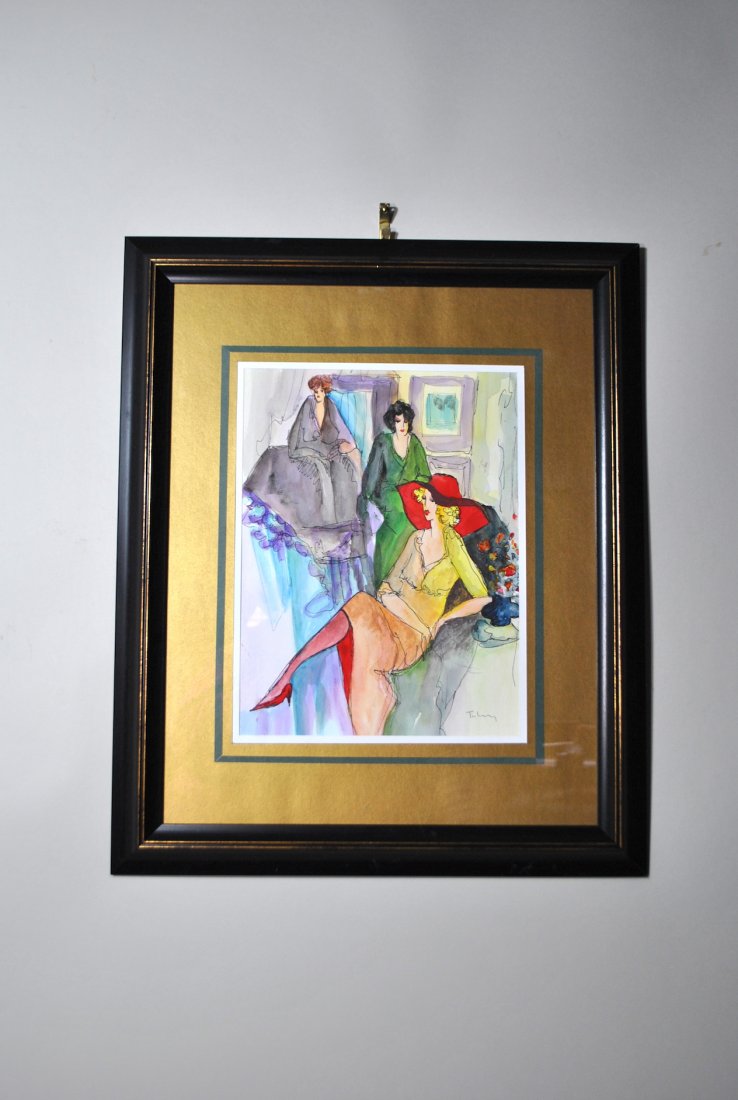 Signed Tarkay Pen & Ink & Watercolor (1 of 3)