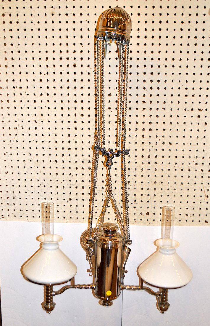 Manhattan Nickel-Plated Double Arm Hanging Student Lamp (1 of 6)
