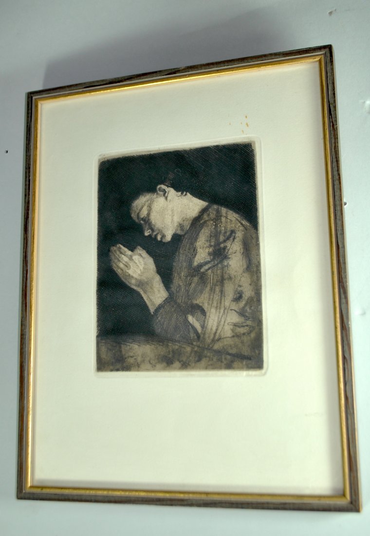 Kathe Kollwitz Etching "Praying Girl' (1 of 4)