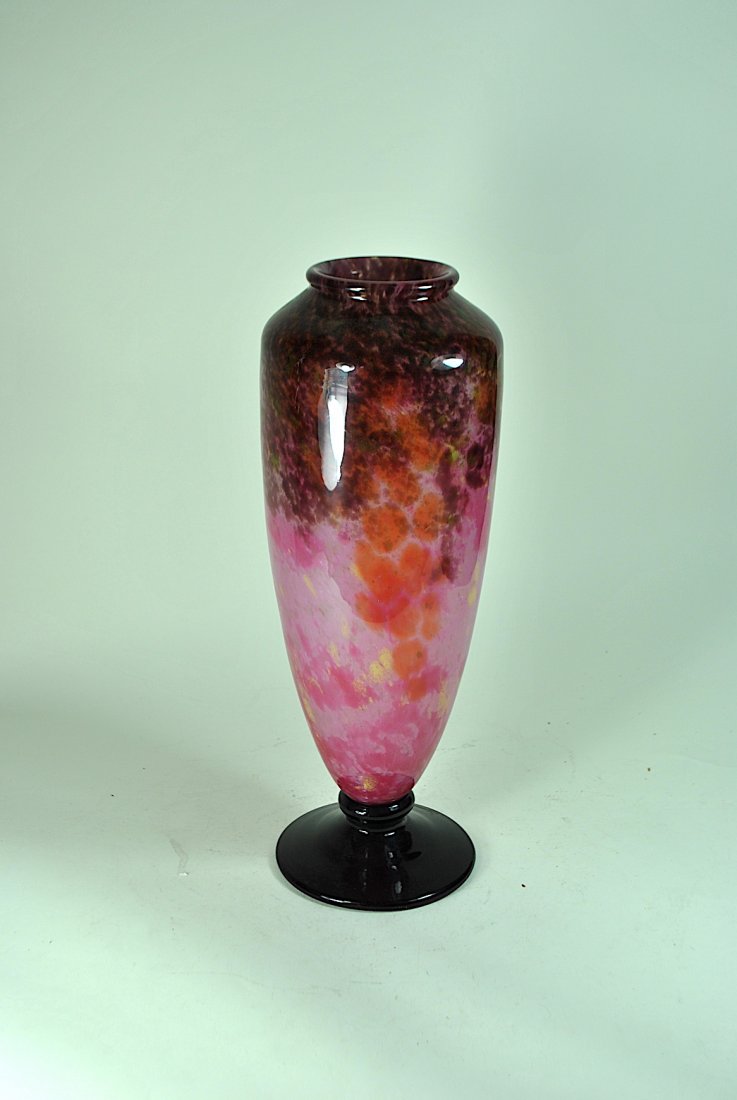 Signed Schneider Mottled Art Glass Vase (1 of 4)