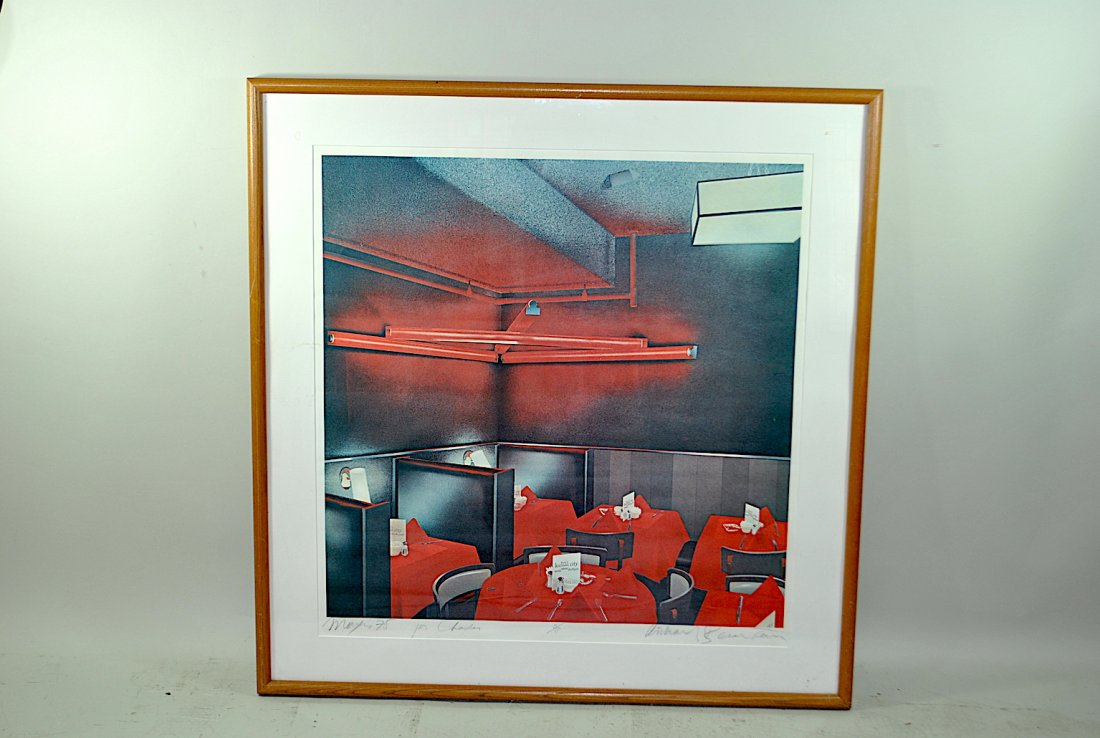 Pencil Signed Richard Bernstein Limited Edition Litho: 27 3/4" x 27 3/4" image size limited edition lithograph 'Max's Kansas City,' pencil signed Richard Bernstein A/P.