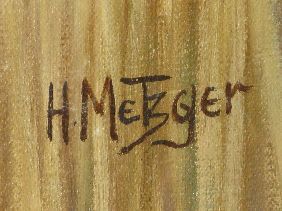 OIL PORTRAIT 'INDIAN CHIEF' SIGNED H METZGER - 3