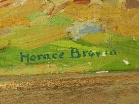 OIL 'AUTUMN LANDSCAPE' SIGNED HORACE BROWN - 4
