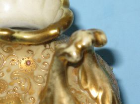 NIPPON JEWELED 2 HANDLE FLORAL VASE - 5