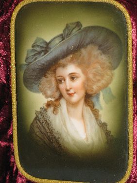 HAND PAINTED PORCELAIN PLAQUE 'PORTRAIT OF A LADY - 2