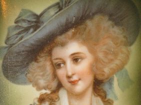 HAND PAINTED PORCELAIN PLAQUE 'PORTRAIT OF A LADY - 3