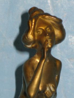 FRENCH ART NOUVEAU FIGURAL BRONZE BELL - 2