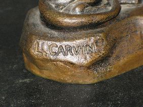 BRONZE RECLINING LIONELL SIGNED L CARVIN - 4