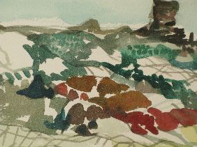 DONG KINGMAN WATERCOLOR 'HOUSES IN LANDSCAPE' - 2