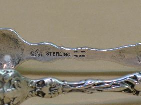 STERLING-TIFFANY VINE PICKLE FORK, WHITING TONGS - 10